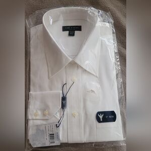 Ted Baker Of London, White Men’s Dress, Pointed Collar, Long Sleeve, 17 32/31